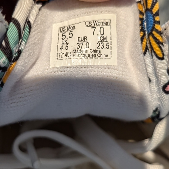 Black and White with Coloured Flowers Classic Old-Skool Vans - Picture 3 of 3